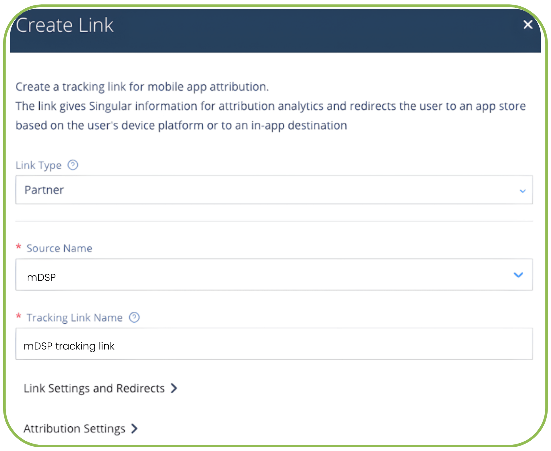Singular tracking link configuration for mDSP
